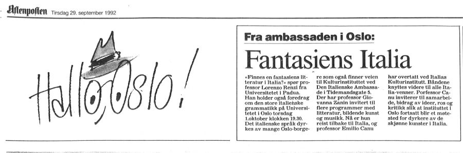 Articolo Aftenposten 29.09.1992
