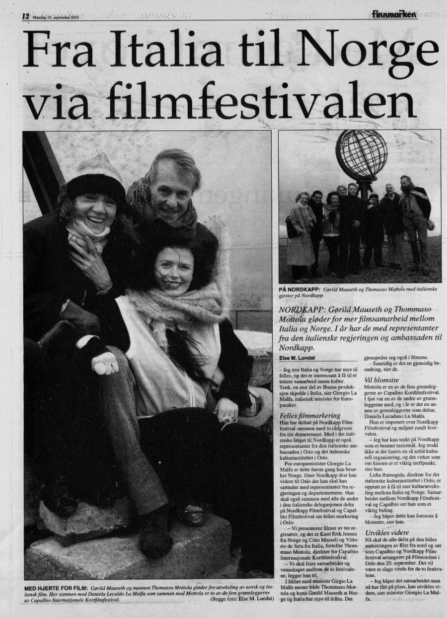 Articolo del giornale Finnmarken del 19 settembre 2005 con Lidia Ramogida