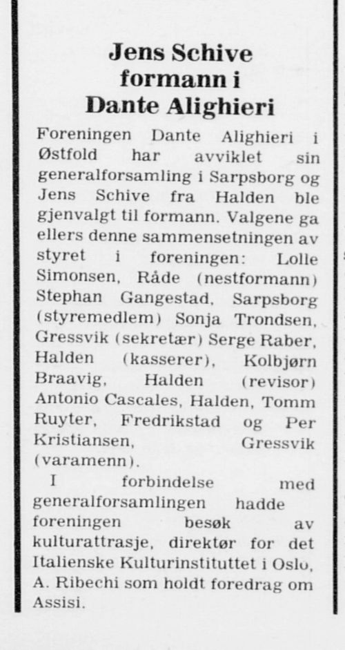 Articolo del giornale Halden Arbeiderblad dell'11 maggio 1979