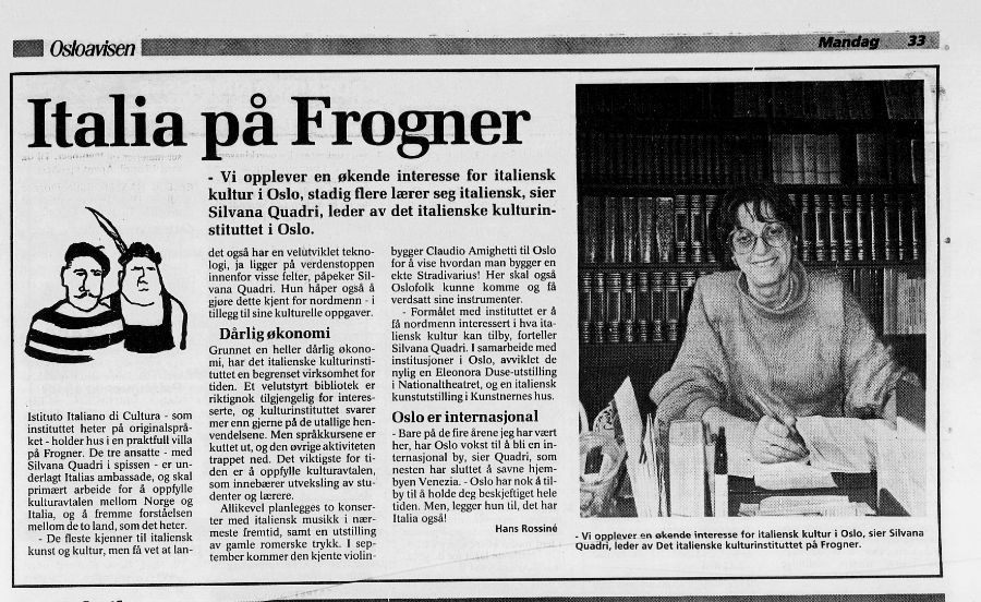 Articolo pubblicato su Osloavisen il 28 marzo 1988